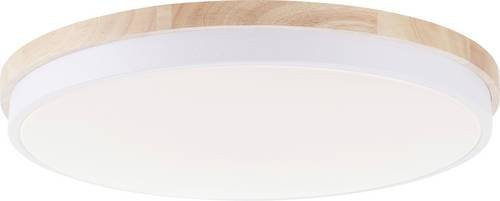 Brilliant Baarlo LED-Deckenleuchte G80846/75, rund, Weiß matt und Holz, 36W, dimmbar mit Fernbedienung - Bild 1