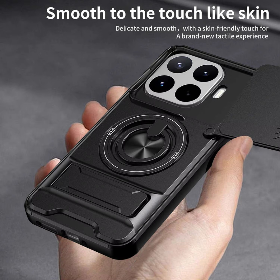 Sturzsichere Xiaomi Handyhülle mit Hartglas-Kameraschutz und magnetischem Ringhalter für Xiaomi 15T, 17T Pro, 17T und 14T 5G in Schwarz oder Blau - Bild 4