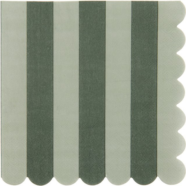 Rico Design Servietten mit Streifen in Grün aus Papier B: 32,0 cm, H: 31,5 cm, T: 20,0 cm - Bild 1
