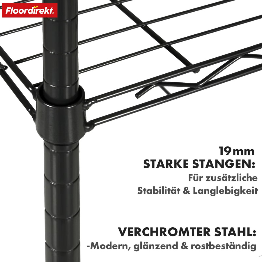 Karat Metallregal Rocky Gitterregal mit 5 Böden in Schwarz B/T/H: 55 x 35 x 140 cm - Bild 3