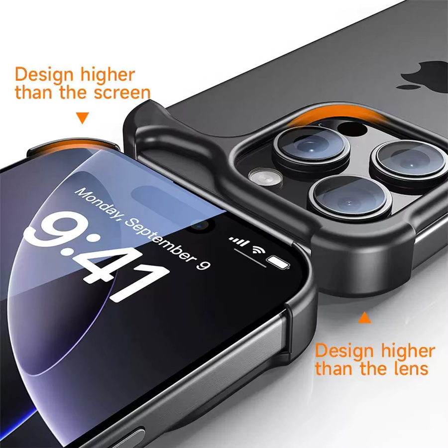 Stoßfeste Aluminium Handyhülle mit SEBS-Gummi für iPhone 17 16 15 Pro Max Plus in Silber - Bild 3