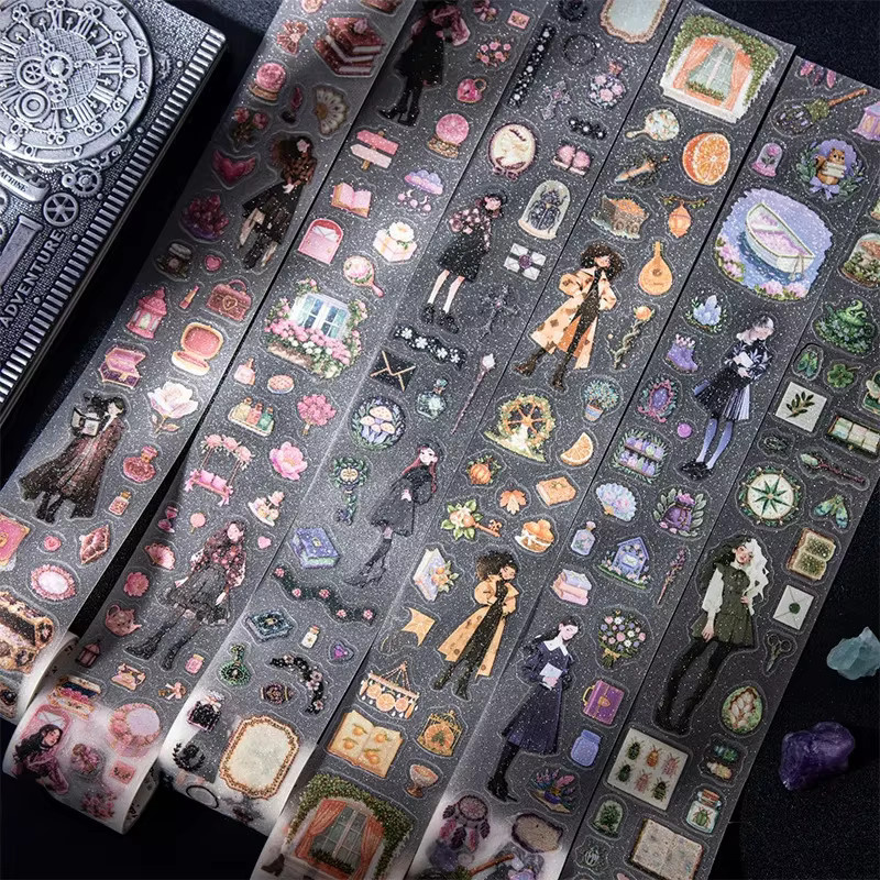 Leaffei Washi Klebeband im europäischen Vintage-Stil aus PET-Material, Mehrfarbig - Bild 1