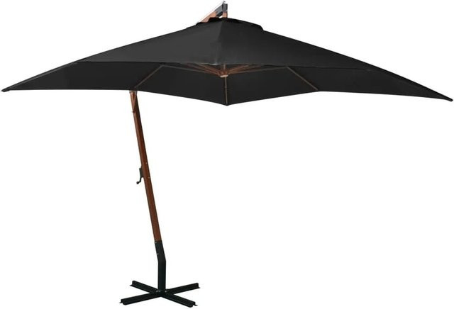 vidaXL Ampelschirm Schwarz mit Mast aus Massivholz Tanne und Polyester, B/T/H: 300 x 300 x 250 cm - Bild 1