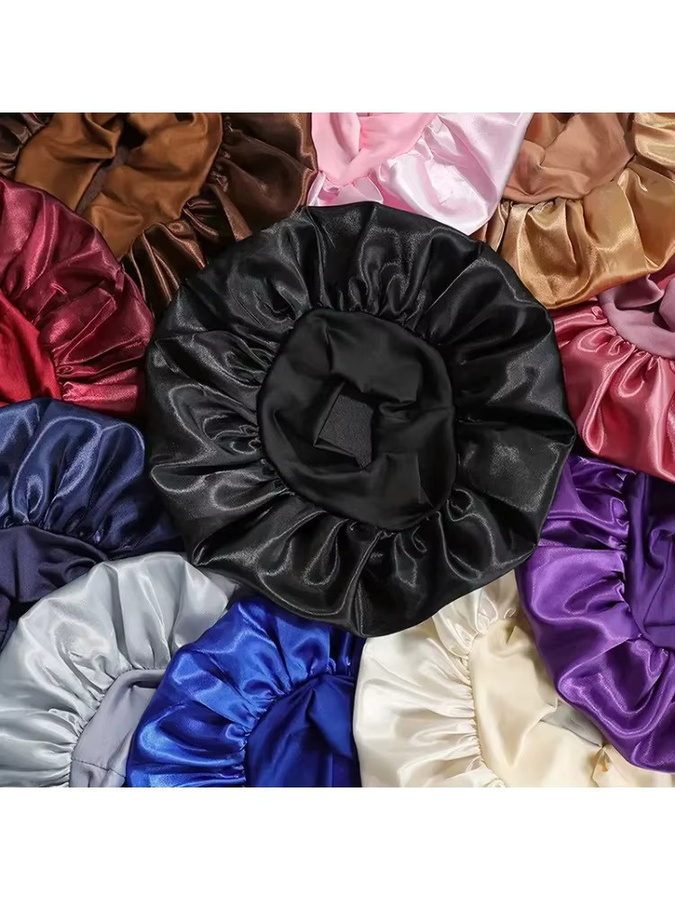 Satin Haarpflege-Bonnet, Unisex, mit breiter Krempe - Bild 5