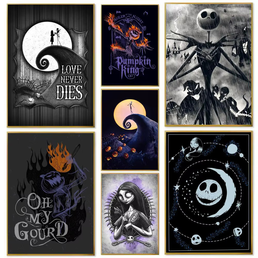 MINISO Nightmare Before Christmas Wandaufkleber, selbstklebendes Wandbild in Schwarz und Mehrfarbig, rechteckiges Poster aus Papier - Bild 3
