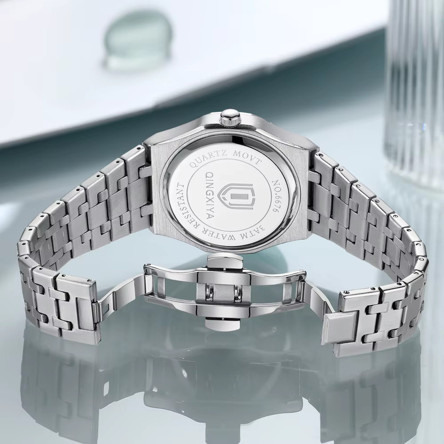QINGXIYA Armbanduhr, Quarz, Edelstahl, Blau, Herren - Bild 3