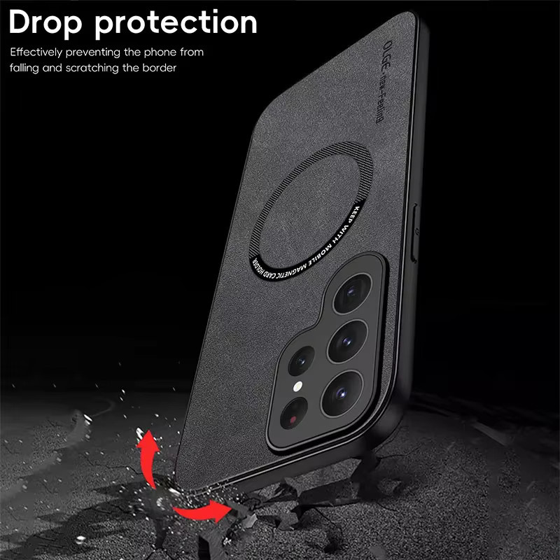 Magnetische Lederhülle für Samsung Galaxy S25 S24 S23 S22 S21 S20 Ultra FE 20 Plus in Schwarz oder Blau mit Wireless Charge und Anti-Drop Schutz - Bild 5