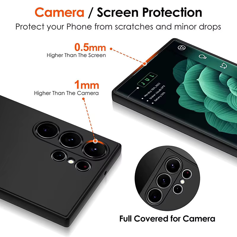 Matte Silikon Schutzhülle für Samsung Galaxy S25 Ultra S24 Ultra S23 Ultra S23 Plus S21 FE in Schwarz - Bild 3
