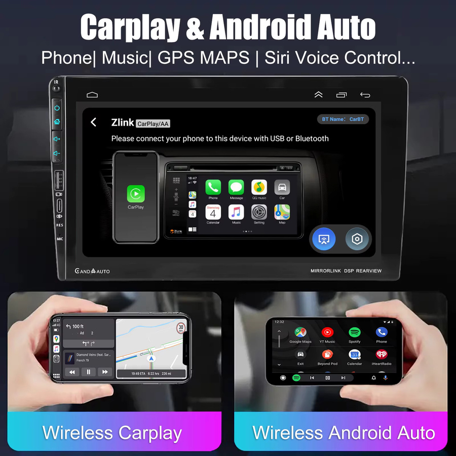 ESSGOO Android 15 Autoradio für VW T5 Multivan 2010-2015 mit 9 Zoll Display, 4+64 GB, Bluetooth, Wireless CarPlay, Android Auto, GPS, WiFi und USB Type-C in Schwarz - Bild 4