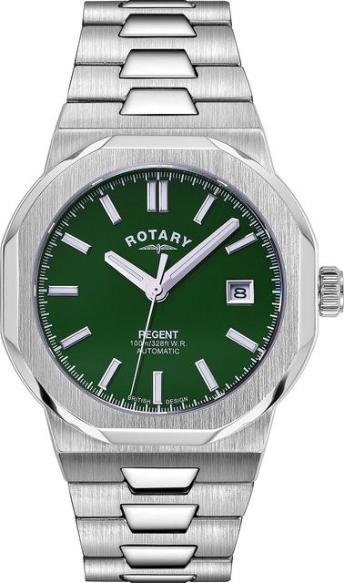 Rotary Automatik Herrenuhr, Edelstahl, Grün, 40 mm, 10 ATM - Bild 1
