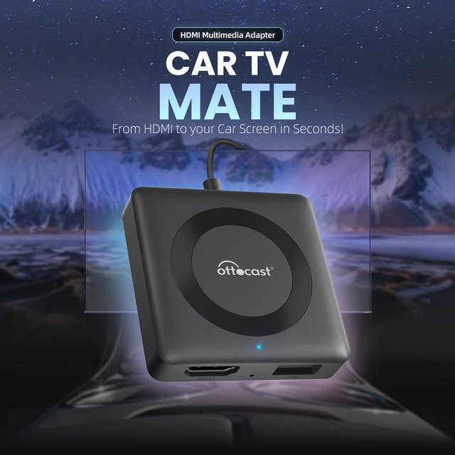 OTTOCAST Car TV Mate C3 Kabelloser CarPlay-Adapter und Multimedia-Video-Konverter mit HDMI und USB-C in Schwarz - Bild 1