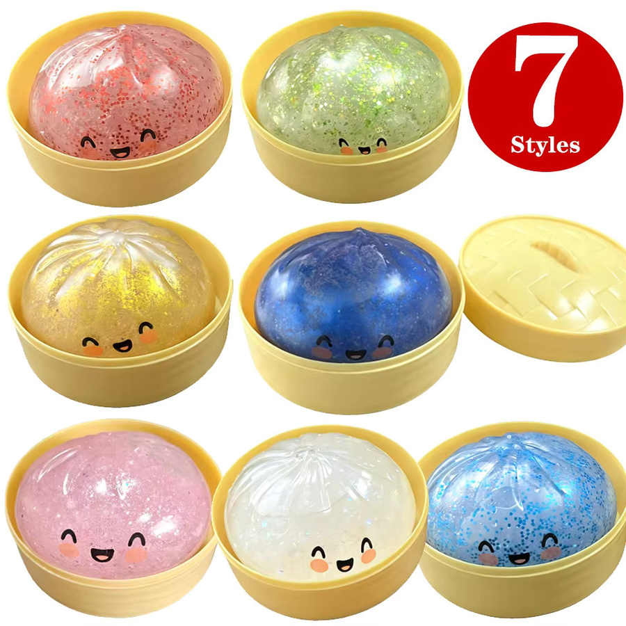 Simulations-Dumpling-Squishy-Spielzeug, bunt glitzernd, weich, langsam aufsteigend - Bild 2