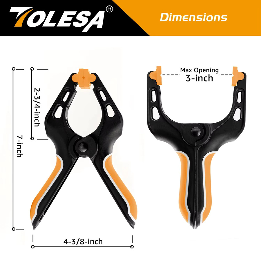TOLESA Federklemmen aus Kunststoff, 4 Stück, 7 Zoll mit 7,6 cm Backenöffnung zum Basteln und Kleben - Bild 4