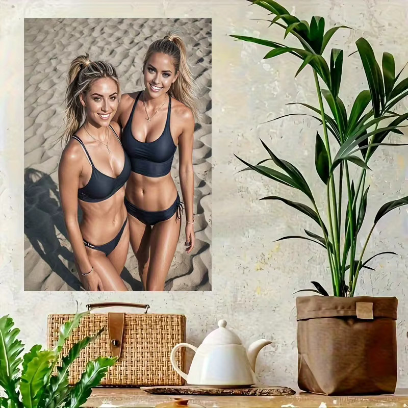 Hello Young Retro Metall-Wandkunst Strand-BFF-Porträt als buntes Blechschild für deine Dekoration im Innen- und Außenbereich - Bild 3