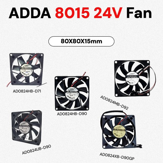 ADDA Axiallüfter-Serie AD0824HB-D71 AD0824HB-D90 AD0824MB-D92 AD0824UB-D90 AD0824XB-D90GP in Schwarz, 24 V, B/T/H: 80 x 80 x 15 mm - Bild 1
