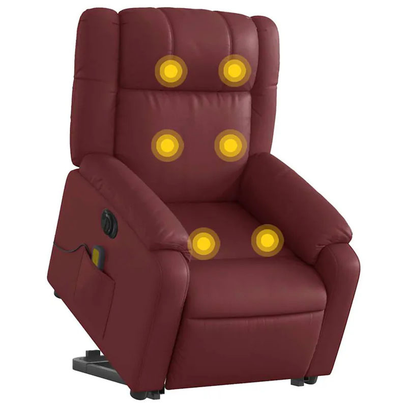 Vidaxl Elektrischer Relaxsessel mit Massagefunktion aus Kunstleder in Bordeauxrot - Bild 7