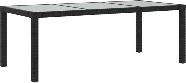 vidaXL Gartentisch aus Poly Rattan und gehärtetem Glas in Schwarz, B/T/H: 190 x 90 x 75 cm - Bild 1