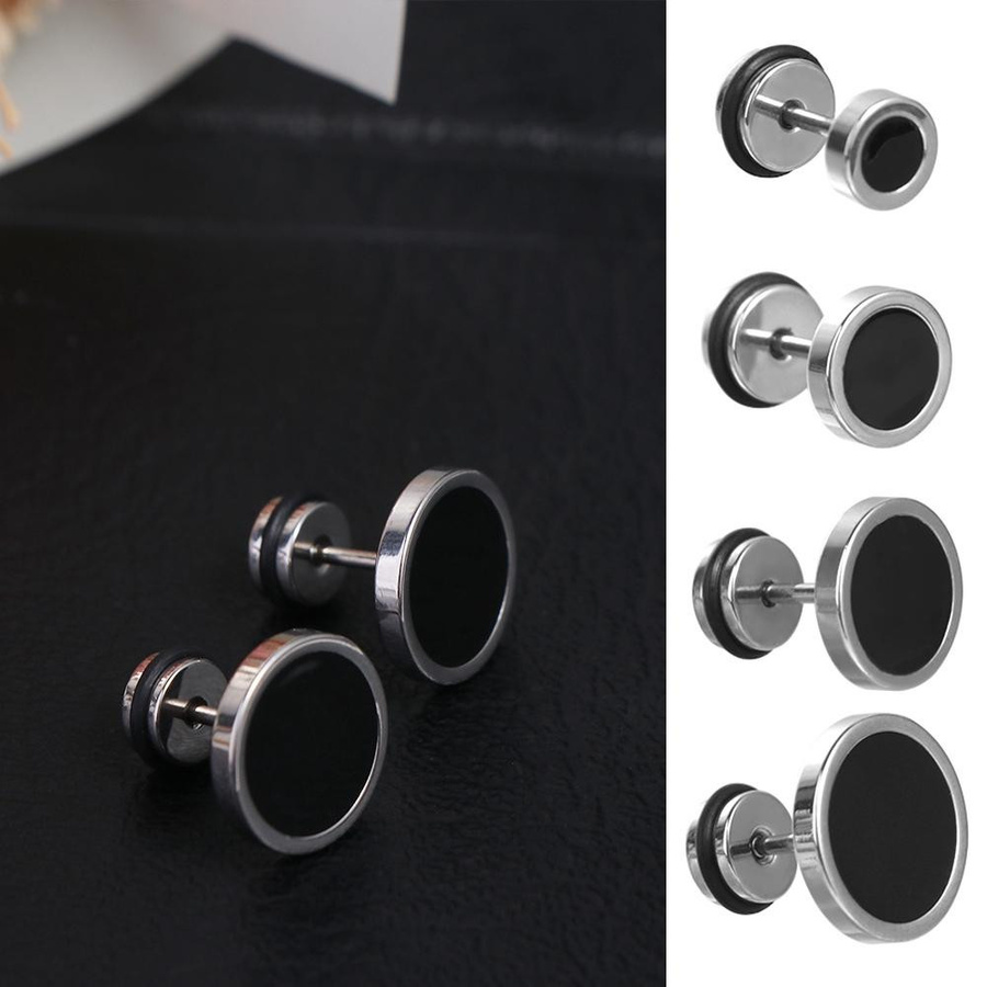 Yifengke Ohrstecker, rund, schwarz, 10 mm, Damen - Bild 5