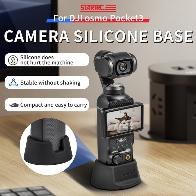 DJI Silikon-Fixierhalterung und rutschfeste Basisverlängerung für DJI OSMO Pocket 3/4 Handkamera in Schwarz - Bild 1