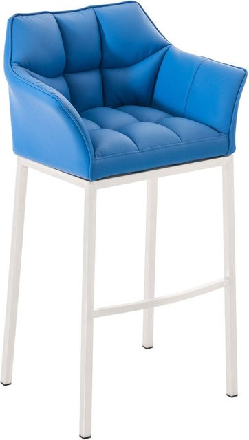 TPFLiving Barhocker Damaskus mit 4-Fuß Gestell in Blau und Weiß aus Kunstleder mit 360-Grad-Drehfunktion - Bild 1
