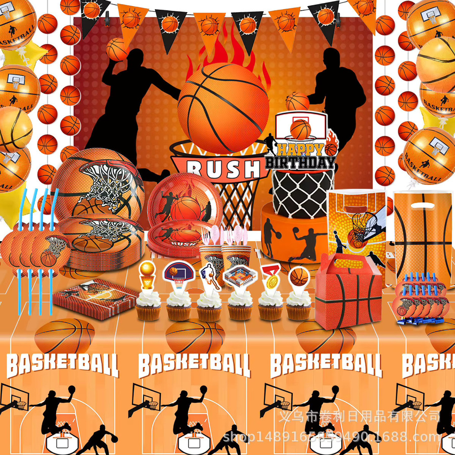 TAKARA TOMY Basketball Party Dekoration, Geschirr, Tischdecke, Teller, Tasse, Papier Serviette, Taschen - Bild 2