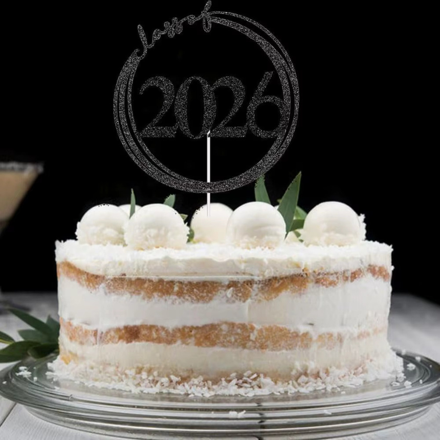 Schwarzer Glitzer Kuchenaufsatz Klasse 2026 für deine Abschlussfeier und Absolventenparty - Bild 2