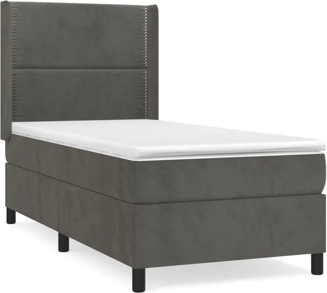 vidaXL Boxspringbett mit Matratze Dunkelgrau B/T/H: 80 x 200 x 118 cm mit Taschenfederkern und Samtbezug - Bild 1