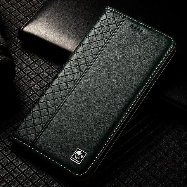 Magnetische Nappa Echtleder Klapphülle als Brieftasche für Realme 7 8 7i 8i 8s 9 9i Pro Plus 9 5G in Grün - Bild 1