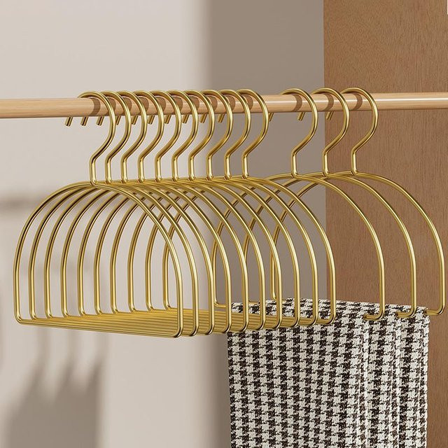 Big Tree Home Furnishings Schalaufhänger aus Metall in Gold und Beige, 5 Stück Halbrund Aufbewahrungshaken für Schrankorganizer - Bild 1