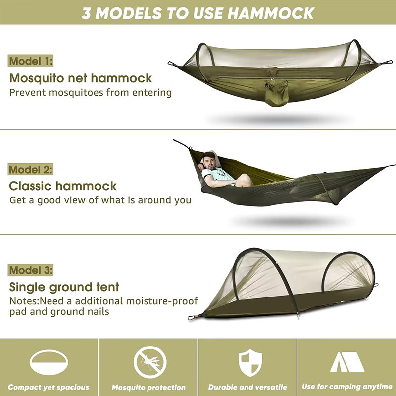 WESTTUNE Outdoor-Camping-Hängematte mit Moskitonetz in Schwarz S - Bild 3