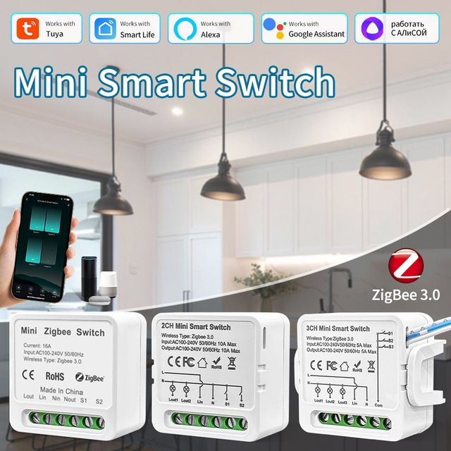 Tuya ZigBee 3.0 Smart Switch Modul 16A in Weiß für Smart Home DIY Relais mit App und Sprachsteuerung für Alexa und Google Home - Bild 1