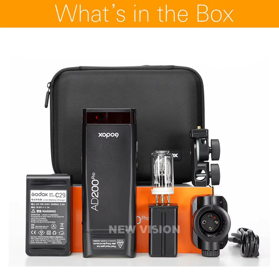 Godox AD200Pro Outdoor-Blitzlicht in Schwarz mit 200Ws, TTL, 2.4G, HSS und 2900mAh Akku - Bild 2