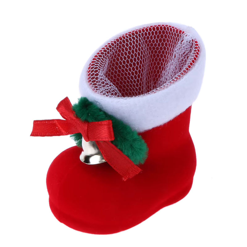 ALLOYSEED Weihnachtsmann Süßigkeiten-Stiefel aus Textil in Rot als Hängeornament für Kinder und Weihnachtsdekoration - Bild 3