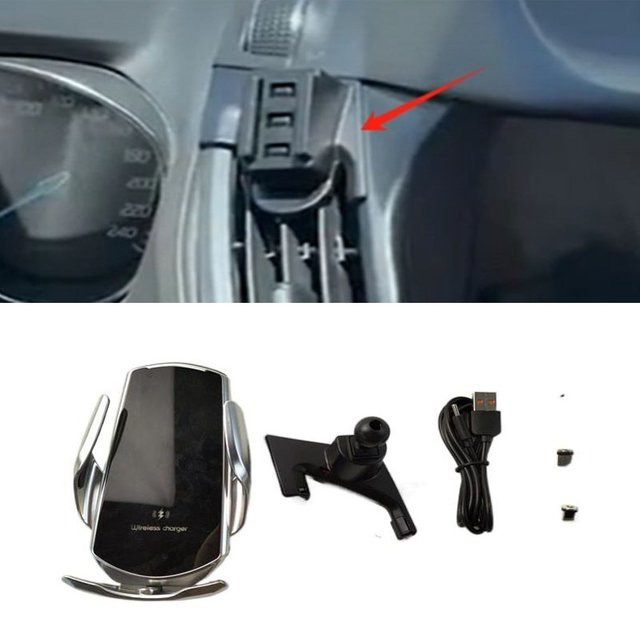 Kabellose 15W Schnellladegerät Auto-Halterung mit automatischer Klemmung für Ford Kuga (2014-2018), Schwarz - Bild 1