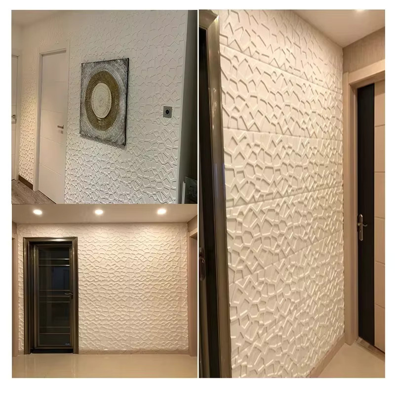 KAMULA Selbstklebender PVC-Schaum-Wandaufkleber in Weiß, geometrisches Quadrat-Design, wasserdichte Tapete für moderne Innenwanddekoration im Wohnzimmer oder Badezimmer - Bild 3