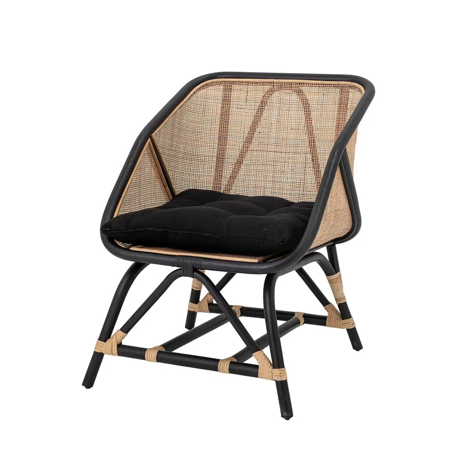 Bloomingville Lounge Stuhl aus Rattan in Schwarz mit Armlehnen - Bild 1