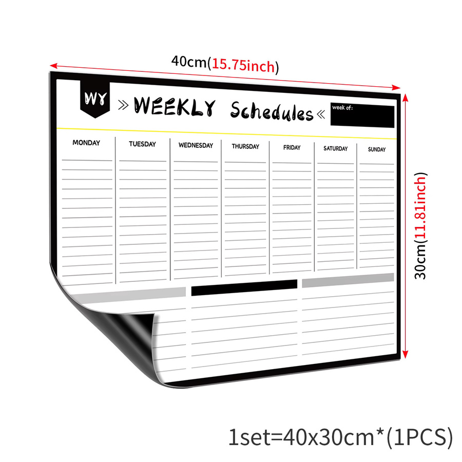 Magnetischer Wochenplan-Whiteboard-Kalender in Weiß, B/H: 40 x 30 cm, abnehmbarer Kühlschrankaufkleber zum Zeichnen von Zeitplänen - Bild 2