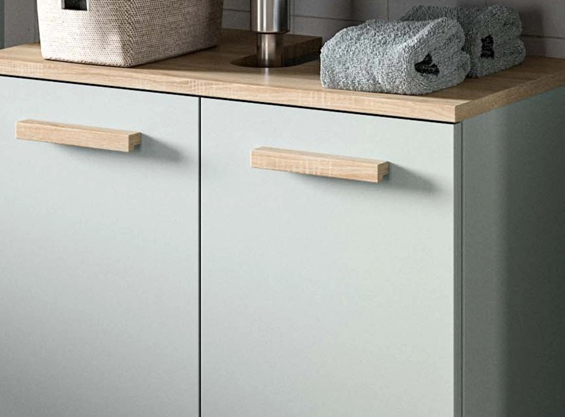 Badmöbel Set Luna von Inn.Furn, 5-teilig, grün und Eiche, modern, mit LED-Beleuchtung und Spiegelschrank, Breite: 158 cm, Höhe: 190 cm, Tiefe: 34 cm - Bild 2