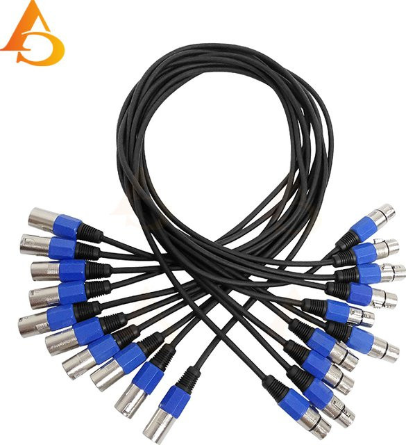 10er Set 3-Pin DMX Kabel für LED Par Bühnenlicht in Schwarz und Blau - Bild 1