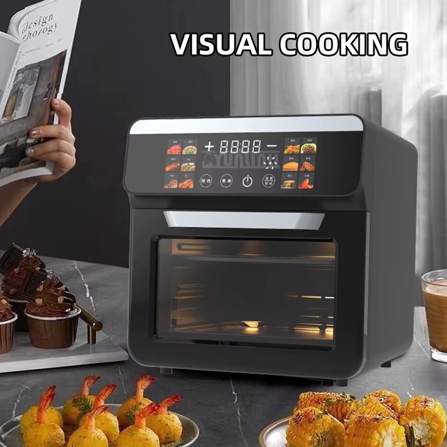 YunlinLi Elektrische Heißluftfritteuse mit Touchscreen und Sichtfenster in Schwarz - Bild 4