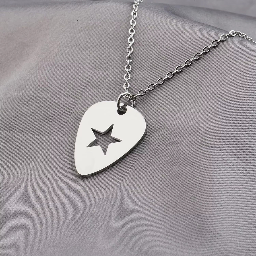 imixlot Halskette, Edelstahl, Silber, Gitarrenplektrum-Anhänger, Herren - Bild 2