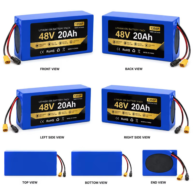 48V 20Ah Lithium-Ionen-Akkupack mit 18650 Zellen und Smart BMS für E-Bike und Elektroroller, Blau, XT60 Anschluss - Bild 2
