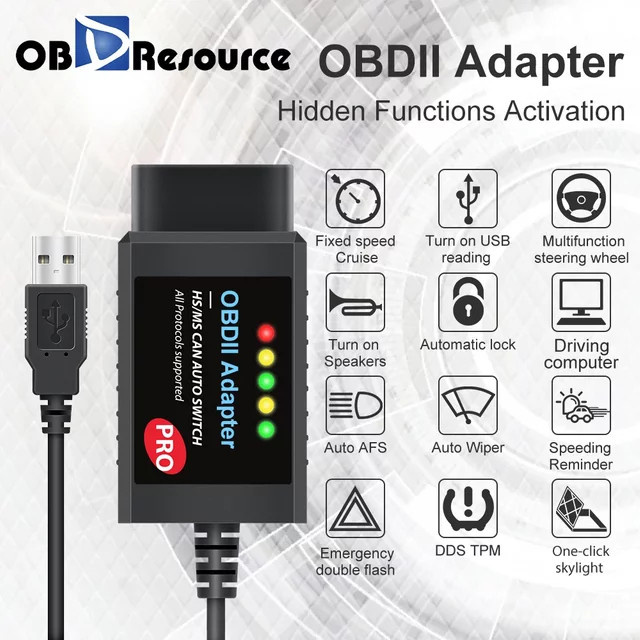 FORScan OBD2 Scanner OBDResource USB V1.5 mit PIC18F25K80 Chip für Ford, ELM327 Adapter für HS/MS Diagnose, Schwarz - Bild 1