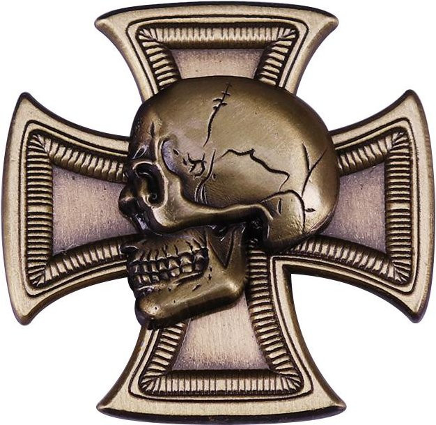 Biker Cross Skull Abzeichen Emaille Pin, Black - Bild 1