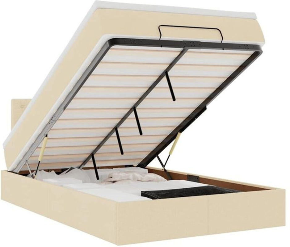 Vidaxl Ottoman Polsterbett mit Matratze aus Stoff in Beige, B/T/H: 190 x 120 x 88 cm - Bild 1