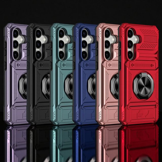 Samsung Galaxy A57 A56 A55 A36 A35 A26 A25 A16 A15 A14 5G Hülle mit Kartenfach, Armor-Schutz und Magnetring-Ständer in Grün - Bild 1