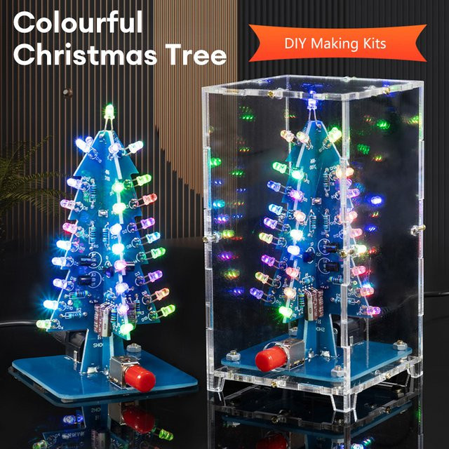 diymore Dreidimensionaler 3D-Weihnachtsbaum, LED-DIY-Kit, buntes LED-Blitzschaltungskit - Bild 1