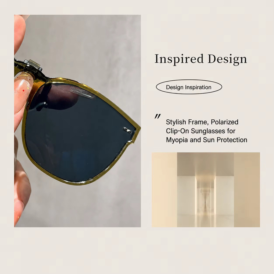 KLASSNUM Clip-on-Sonnenbrille, quadratisch, Vollrand, Metall, polarisiert - Bild 2