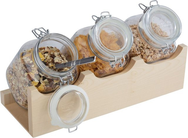 APS Buffet-Ständer GOOD MORNING in transparent/beige, rechteckig, B/T/H: 43 x 17 x 13,5 cm - Bild 1