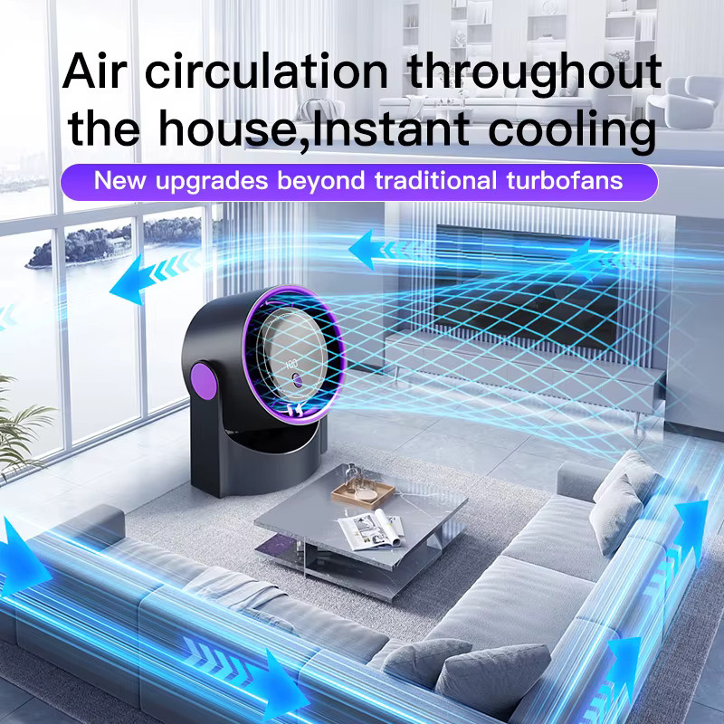 UURMI Desktop-Ventilator ohne Rotorblätter, tragbarer USB-Ventilator mit digitalem Display, 100 Geschwindigkeitsstufen und Turbo-Funktion, Farbe: Weiß - Bild 4